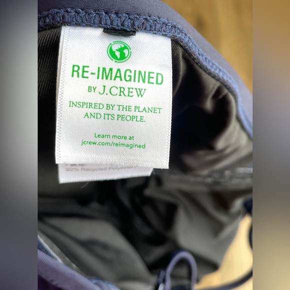 J. Crew Re-Imagined Ruched Bandeau Swimsuit Navy Blue Women's Size 8 - Picture 4 of 5